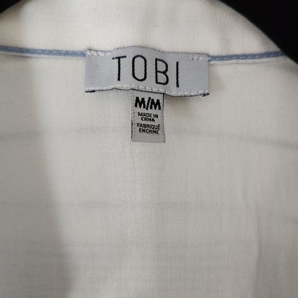 Tobi Striped V-Neck Tunic, Blue and White, Size US M - Picture 5 of 7